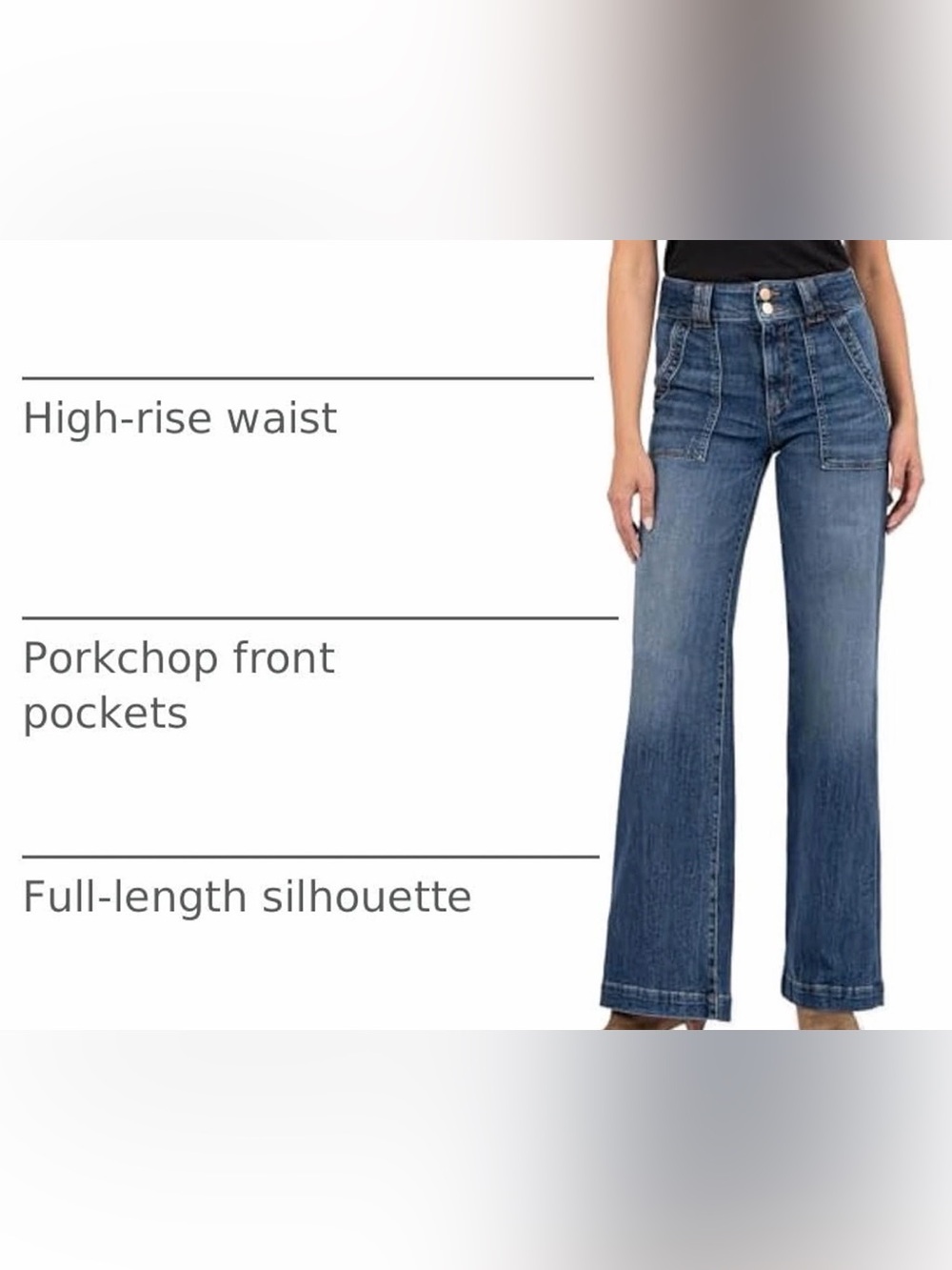KUT from the Kloth Women’s Jodi High Rise Wide Leg Blue Denim Jeans Size 12 - Picture 5 of 13